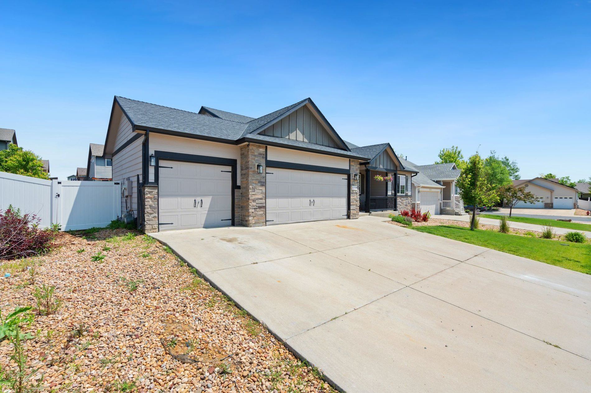 A wide concrete driveway at an American home